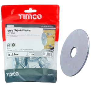 TIMBAG 625WHPZB BAG=160 PENNY WASHER M6 X 25 ZC